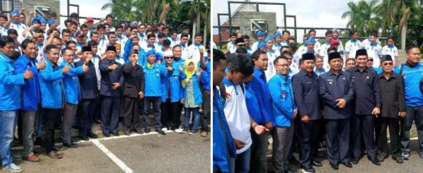 DPD KNPI Kab Bandung berfoto bareng dengan Muspida Kab Bandung usai upacara peringatan Hari Sumpah Pemuda di Lapang Upakarti, Soreang, Jumat (28/10).