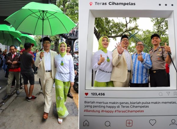 Wali Kota Bandung Ridwan Kamil dan Ketua TP PKK Kota Bandung Atalia Ridwan Kamil saat peresmian Teras Cihampelas, Sabtu (4/2). by Meiwan Humas Pemkot Bandung