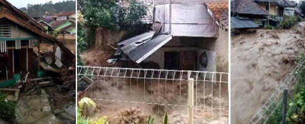 Rumah warga yang rusak akibat diterjang banjir bandang Sungai Ciwidey, sekitar pukul 15.00 WIB, Rabu (3/5/17).by ist