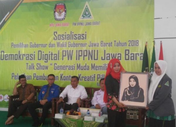 Sosialisasi Pilgub Jabar 2018 keluarga besar IPPNU di Gedung PWNU Jawa Barat Jl. Galunggung Bandung, Sabtu (3/2/18). by KPU